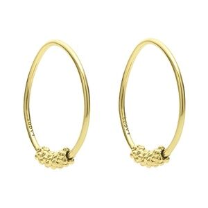 LAGOS Signature Caviar Superfine Hoop Wire Earrings 18K Yellow Gold NWOT